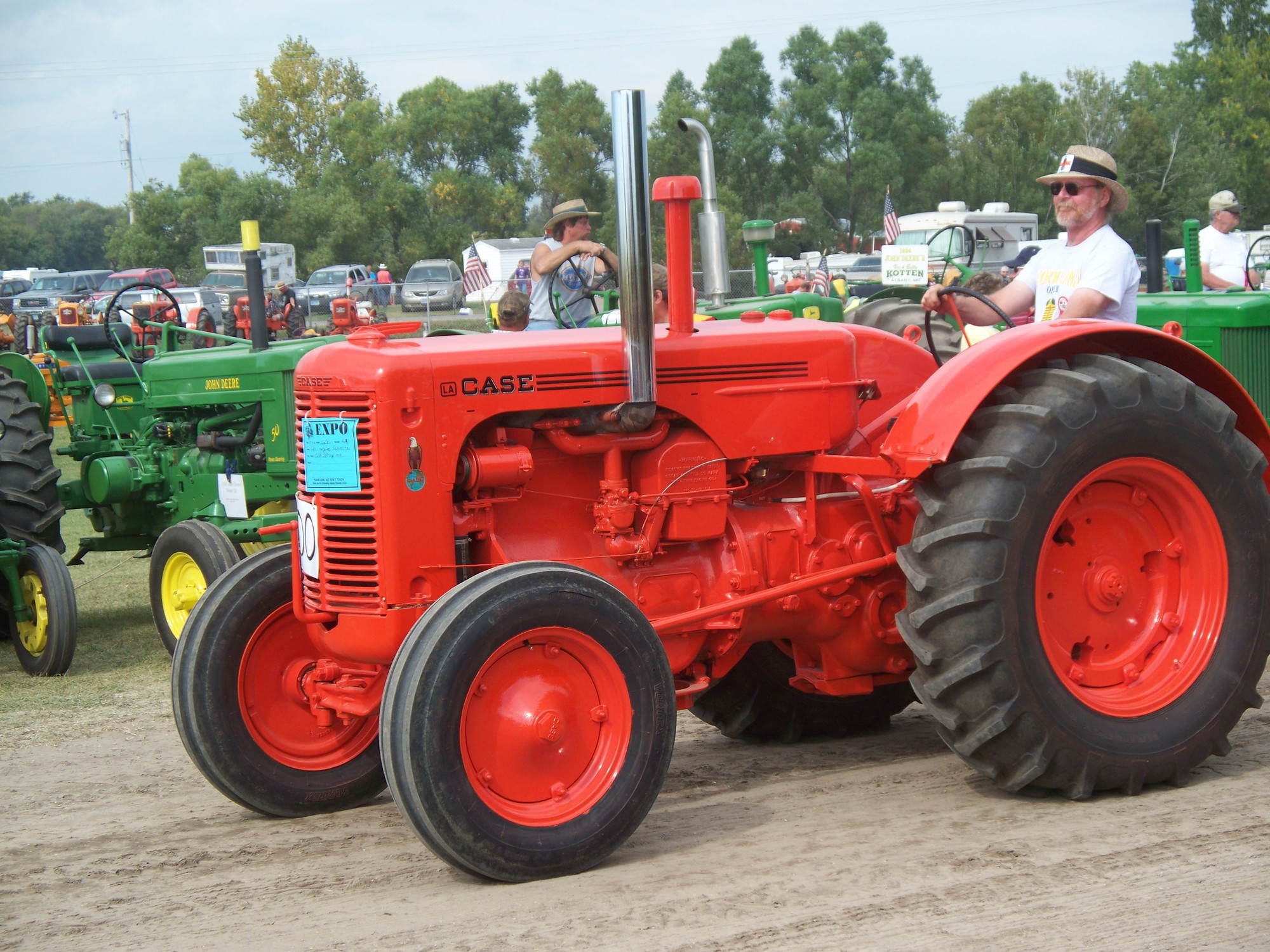 A vintage red Case tractor