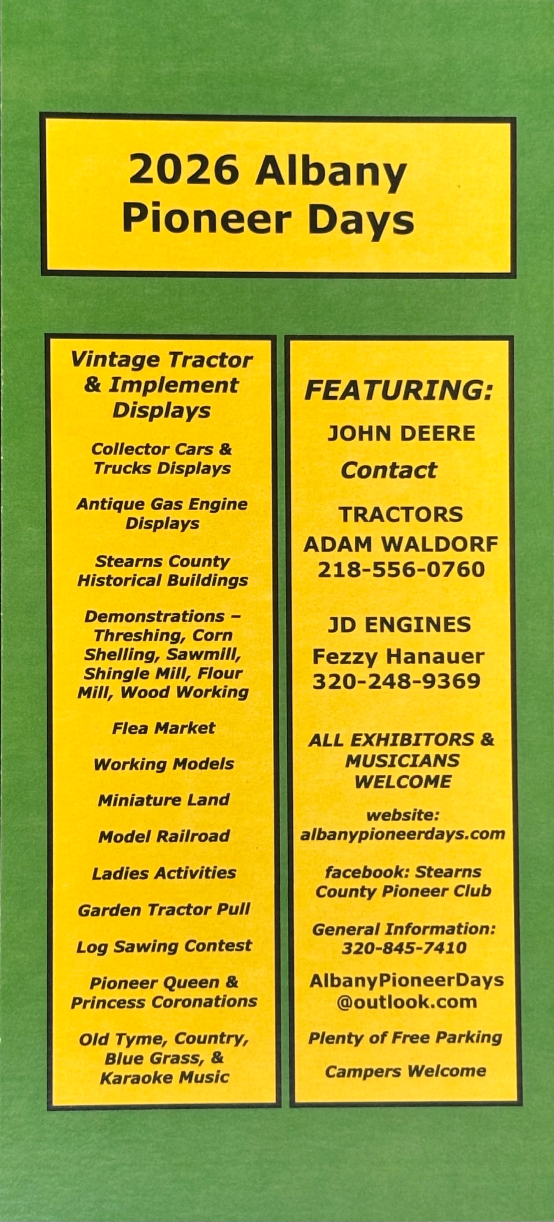A flyer for the 52nd Pioneer Days